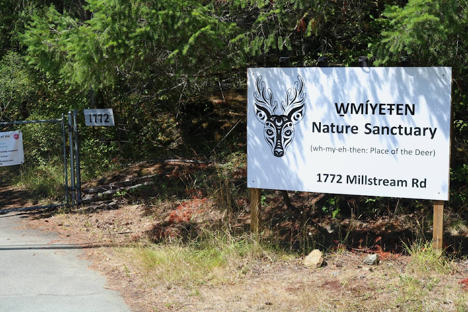 Working in concert with WSANEC matriarchs and elders, Greater Victoria Greenbelt Society has renamed the land surrounding Mary Lake WMIYETEN Nature Sanctuary, meaning ‘place of the deer.’ (Bailey Moreton/News Staff) 