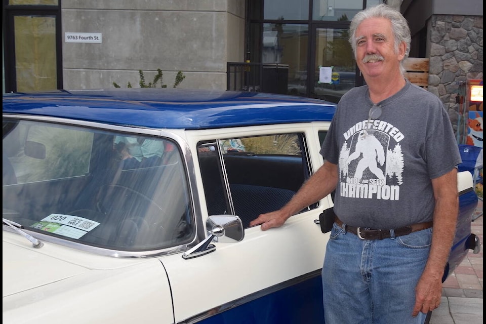 Cam Prenevost shows off his 1956 Ford Customline at the 2023 Torque Masters Auto Extravaganza. (Brendan Mayer/News Staff) 