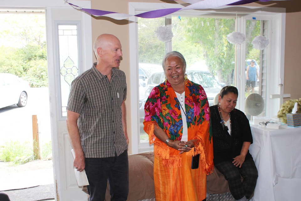 SFU’s George Agnes and Dorothy Christian, along with Cecelia Elliott. (Photo by Don Bodger) 