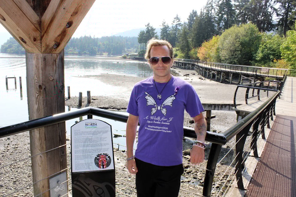 Chadd Cawson has organized walks in Winnipeg and Victoria, and is now doing one for International Overdose Awareness Day in Crofton Aug. 31. (Photo by Don Bodger) 