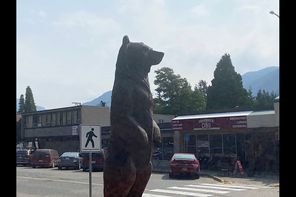 Hope’s beloved bear carving, made by legendary carver Pete Ryan, has been named Bart. (Kemone Moodley/Hope Standard) 