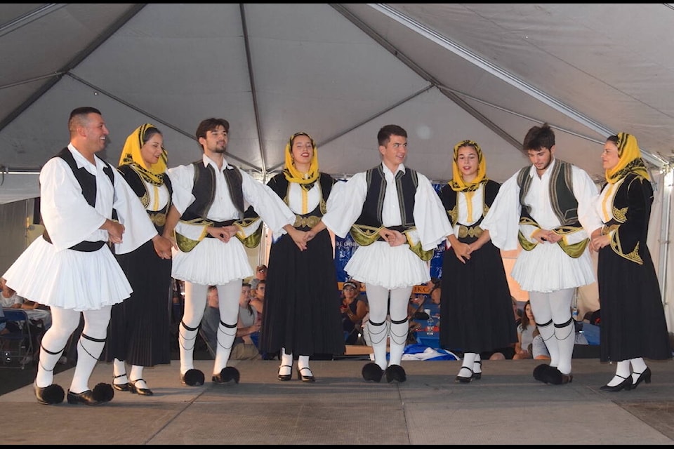 The Elkelam Dance Group performs at Greek Fest in Saanich Sunday (Aug. 27). (Brendan Mayer/News Staff) 