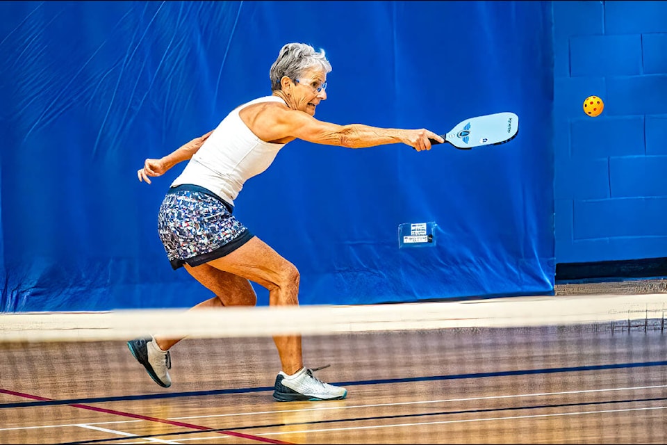 Pickleball competitors hit the court at UFV. (BC 55-Plus Games photo team) 