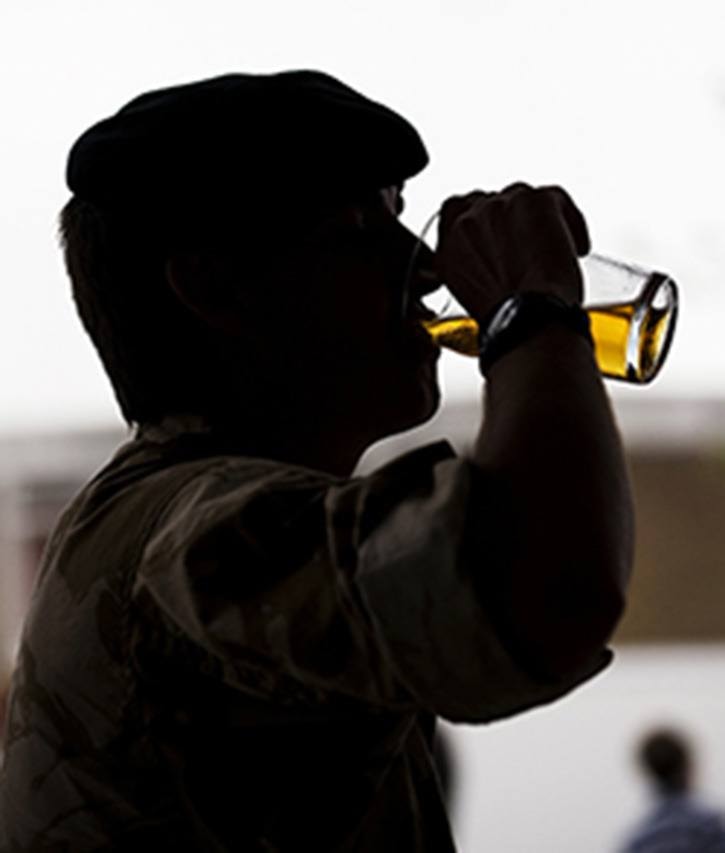 A Soldier Drinks a Pint of Beer on his Return from Afghanistan