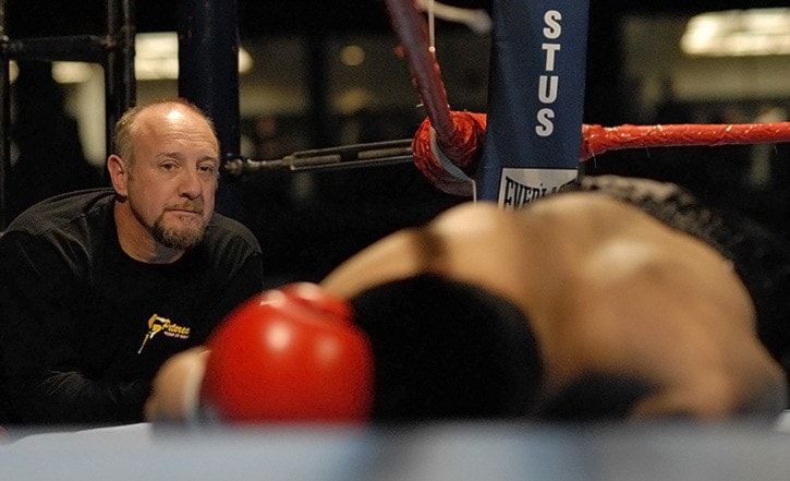 Sharon Tiffin/News staff
Stan Peterecs looks at his fighter
