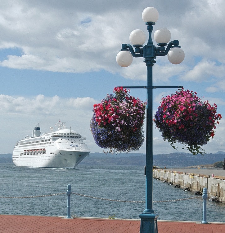Cruise Ship and Flower Baskets