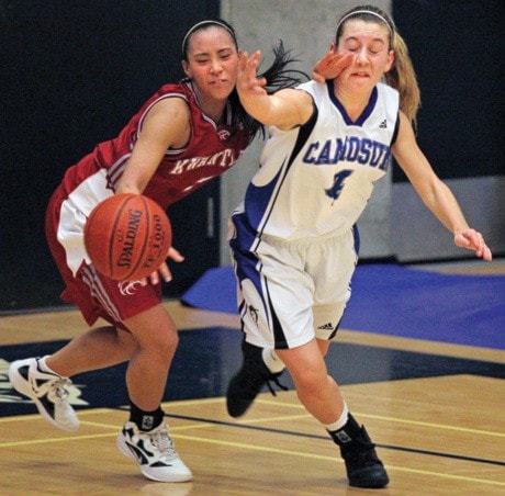 Women's College Basketball action between the Kwantlen College Eagles