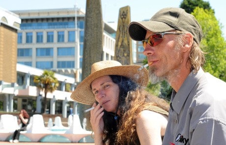 Smokers in Centennial Square