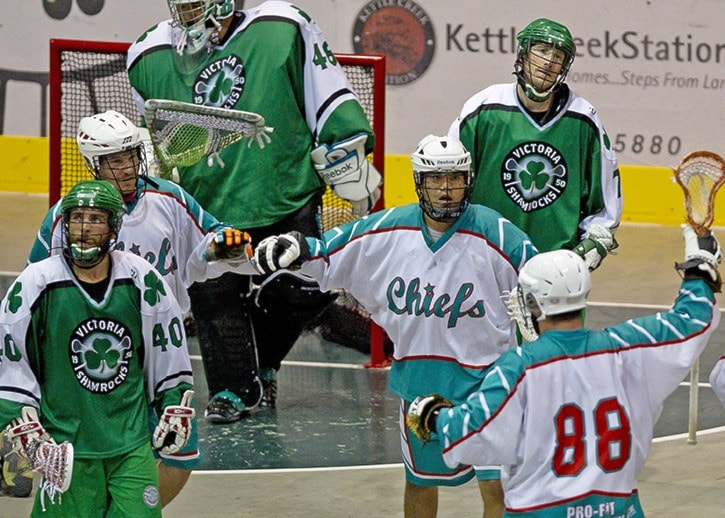 Six Nations Chiefs beat the Victoria Shamrocks Lacrosse Club 8-3 in game 4