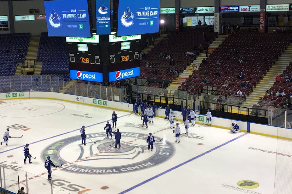 The Vancouver Canucks Training Camp day two took place at the Save-On-Foods Memorial Centre on Sept. 14. (Devon Bidal/News Staff)