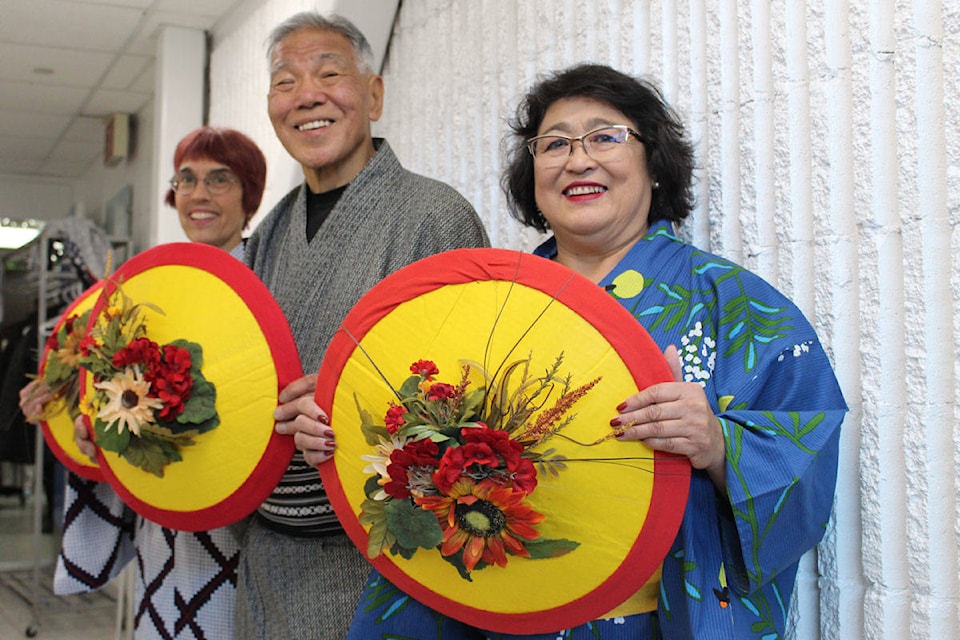 Furusato dancers Cris Shore (right), Tsugio Kurushima (middle) and Barbara Wilson (left) performed twice on Saturday. (Devon Bidal/News Staff)