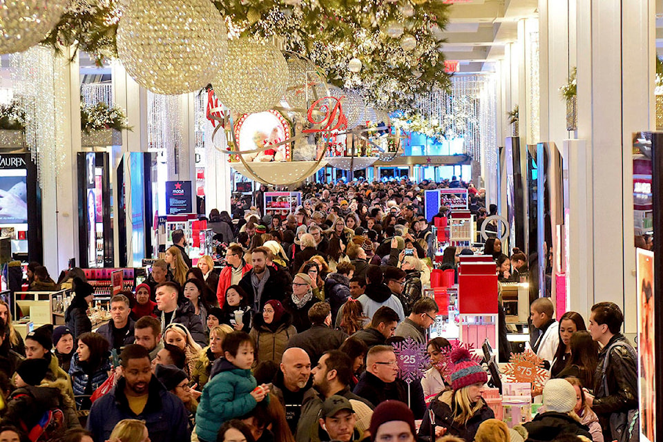 Macy’s Herald Square opens its doors at 5 p.m. on Thanksgiving Day for thousands of Black Friday shoppers in search of amazing sales and doorbuster deals, Thursday, Nov. 28, 2019 in New York. (Diane Bondareff/AP Images for Macy’s)