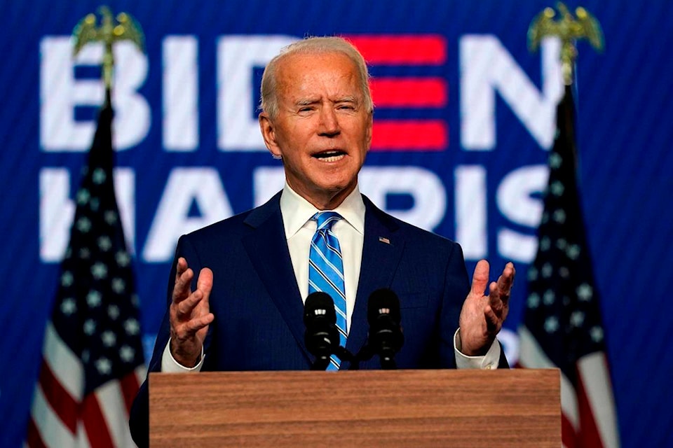 Democratic presidential candidate former Vice President Joe Biden speaks Wednesday, Nov. 4, 2020, in Wilmington, Del. (AP Photo/Carolyn Kaster)