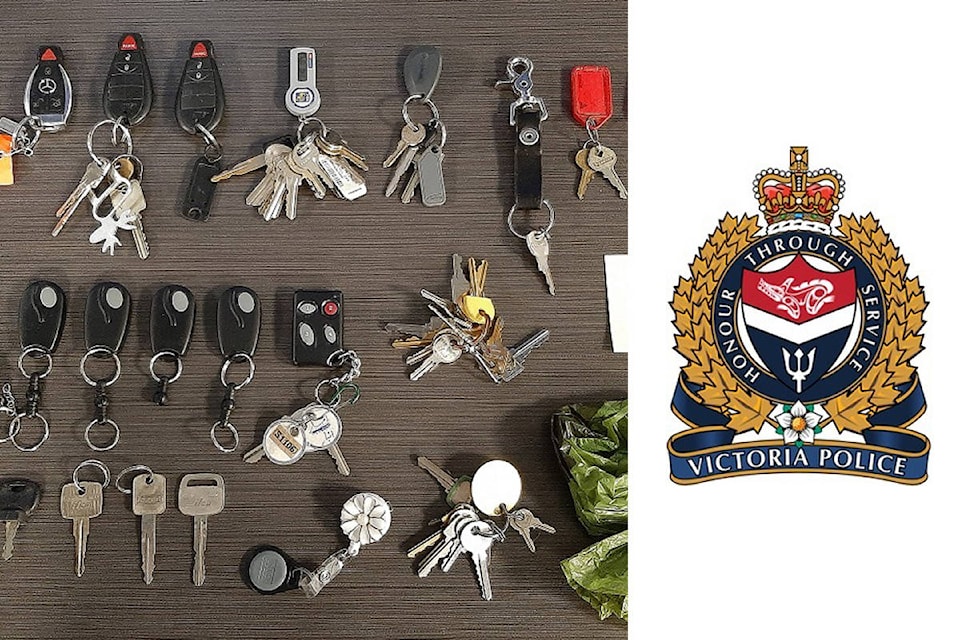 Victoria police have recovered over 30 keys and key fobs after a executing a search warrant Nov. 27. (Courtesy of Victoria Police Department)
