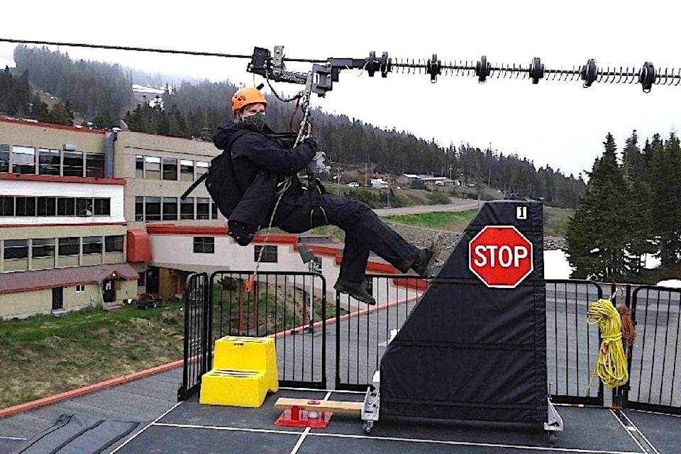 Guide Taz finishing the Runway - the final segment of the Eagle’s Flight ZipTour at Mount Washington Alpine Resort. Scott Stanfield photo