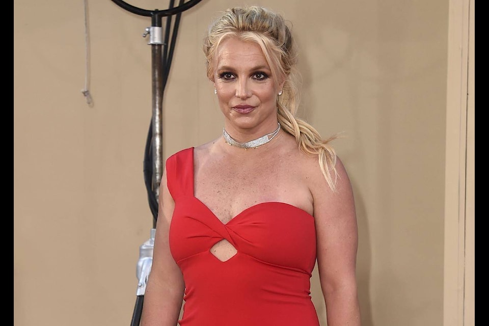 FILE - Britney Spears arrives at the Los Angeles premiere of “Once Upon a Time in Hollywood” on July 22, 2019. When Spears speaks to a judge at her own request on Wednesday, June. 23, 2021, she’ll do it 13 years into a court-enforced conservatorship that has exercised vast control of her life and money by her father. Spears has said the conservatorship saved her from collapse and exploitation. But she has sought more control over how it operates, and says she wants her father out. (Photo by Jordan Strauss/Invision/AP, File)