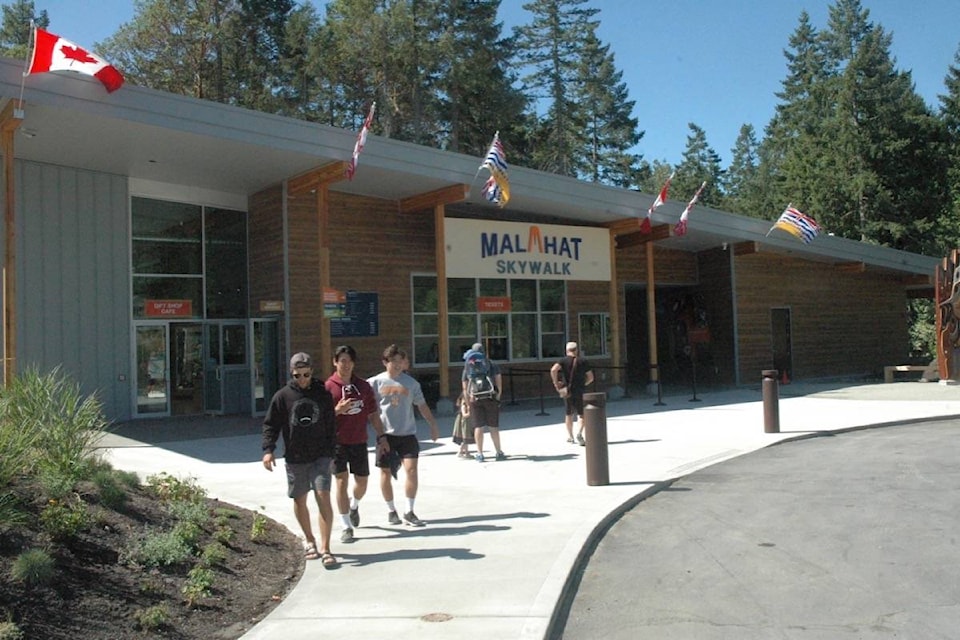 View of the Malahat Skywalk’s Welcome Centre & Gathering Place, which has ticket sales, a cafe and a gift shop. (Robert Barron/Citizen)