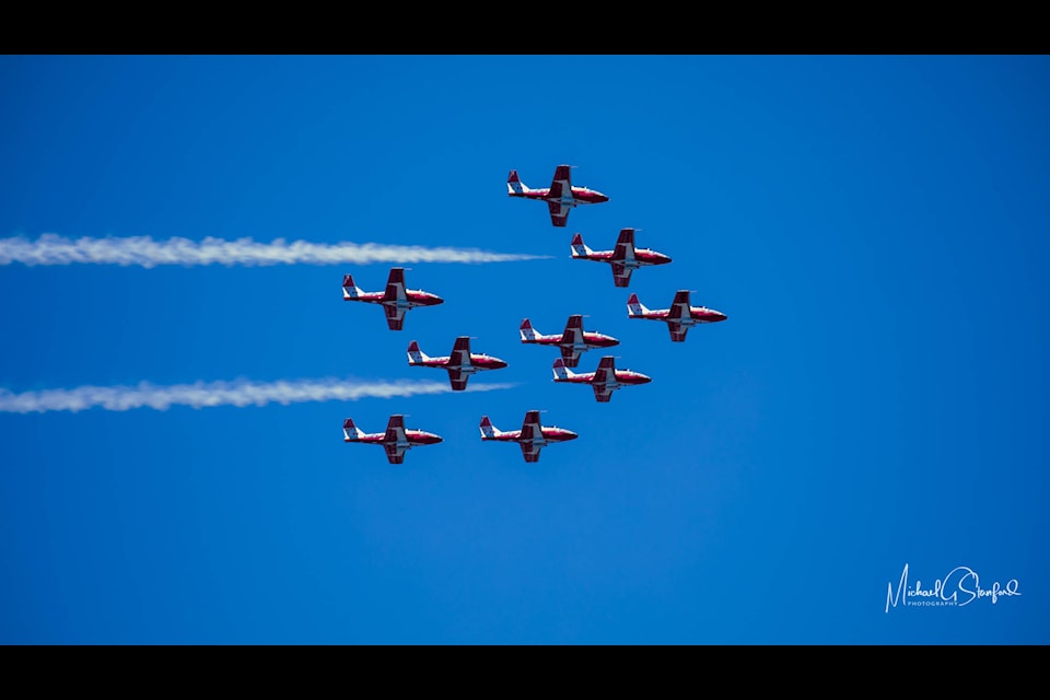 The Snowbirds in flight on Monday, July 19. (File submitted/Michael Stanford)