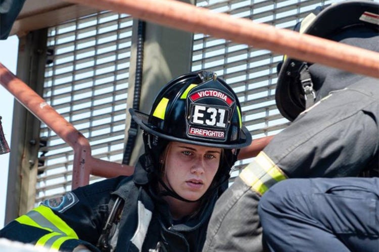 Victoria teen Sarah Walker at Camp Ignite, a mentorship program designed to give girls in Grades 11 and 12 an insight into pursuing firefighting as a career. (Megan Sabel photo)