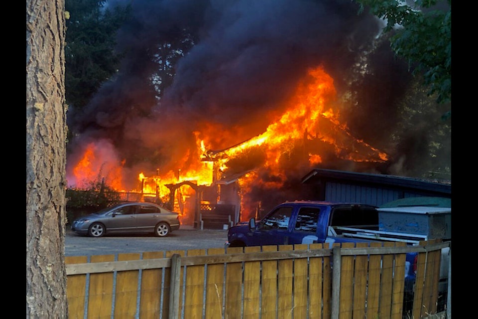 Firefighters have responded to a structure fire at a home on Belvedere Crescent in Sahtlam on Monday, Sept. 13, 2021. (Kevin Rothbauer/Citizen)