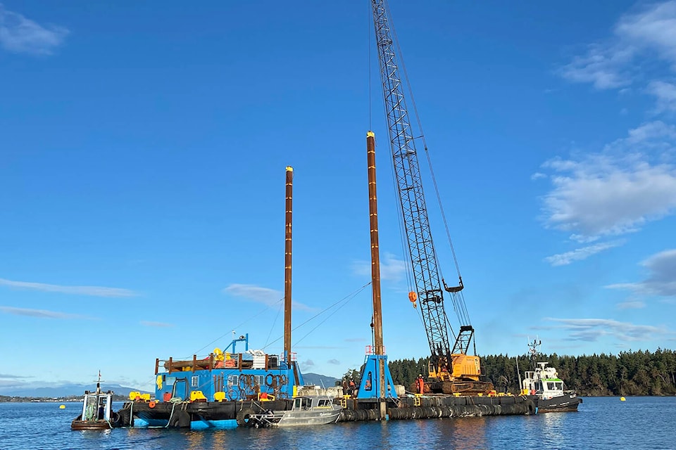 Crews started seeding the seaweed farm Sidney-based Cascadia Seaweed is planting in partnership with Tsawout First Nation off James Island on Tuesday morning. (Photo courtesy of Cascadia Seaweed)