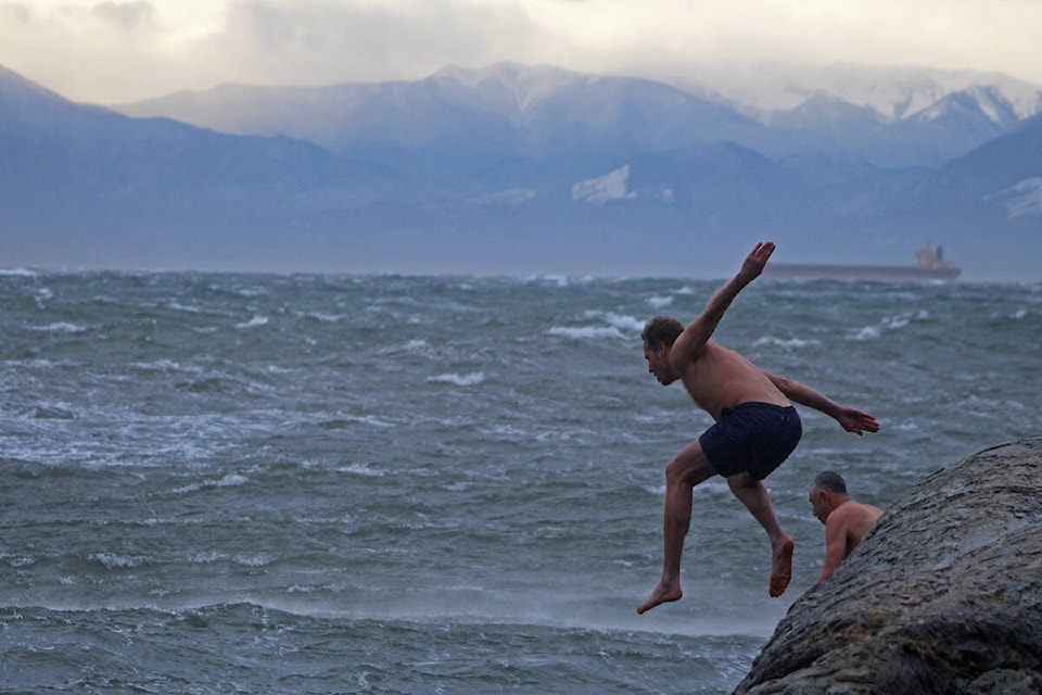 A group called the Mile Zero Minnows do cold dips year-round no matter the weather. (Megan Atkins-Baker/News Staff)