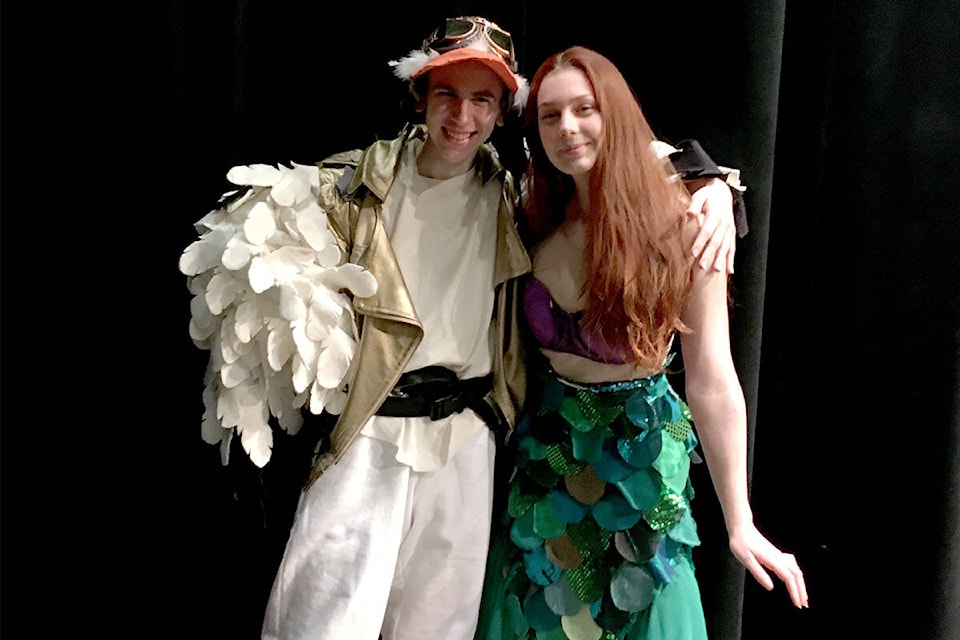 Olivia Boyer-Smyth as Ariel and Jakob Diston plays Scuttle in the coming Oak Bay High musical performance of The Little Mermaid. (Courtesy Oak Bay High Musical Theatre)