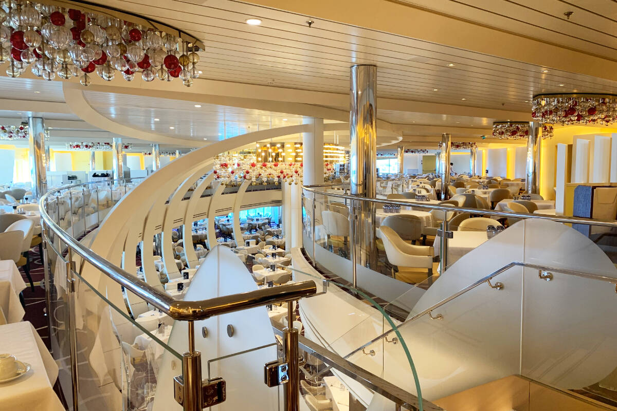 The ship is home to different styles of decor on every floor, with ample seating and large dining rooms where guests are able to enjoy their meals. (Megan Atkins-Baker/News Staff)