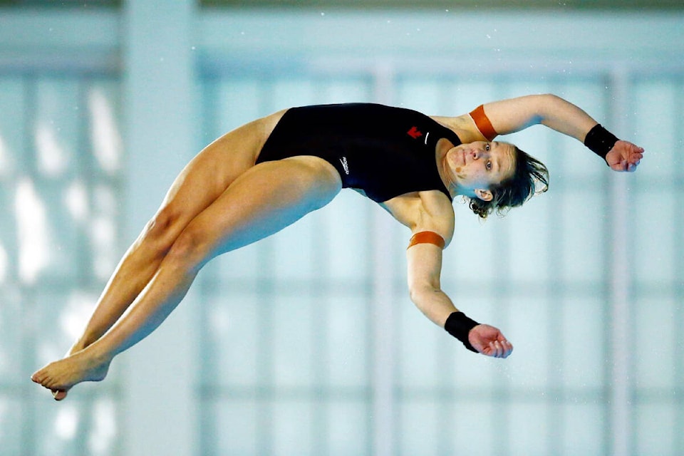Boardworks diver and 2020 Tokyo Olympian for Canada, Celina Toth is pictured during the Olympic trials. She is among the local athletes competing in the 2022 Summer National Diving Championships at Saanich Commonwealth Place pool May 27 to 29. (Photo courtesy of Boardworks)