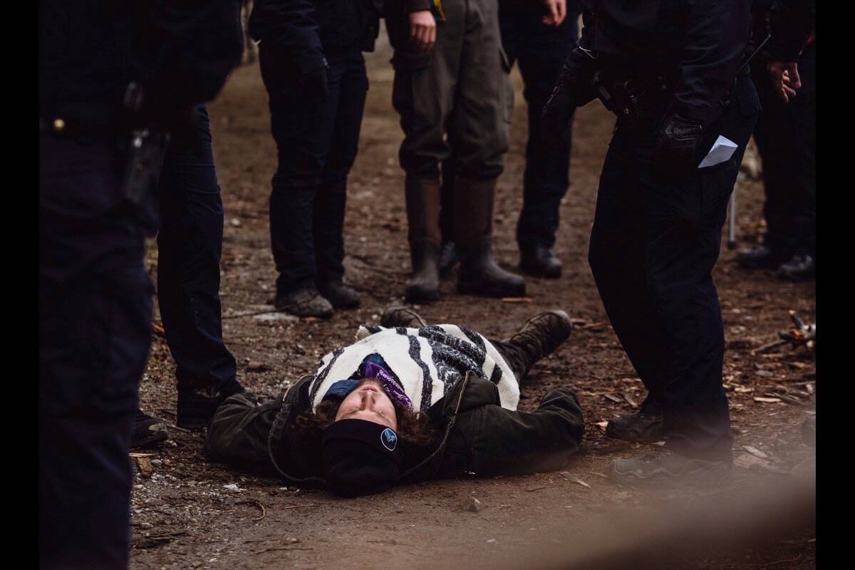 RCMP said they were enforcing an injunction granted to Cooper Creek Cedar in 2019 that protects the road from blockades. Photo: Louis Bockner