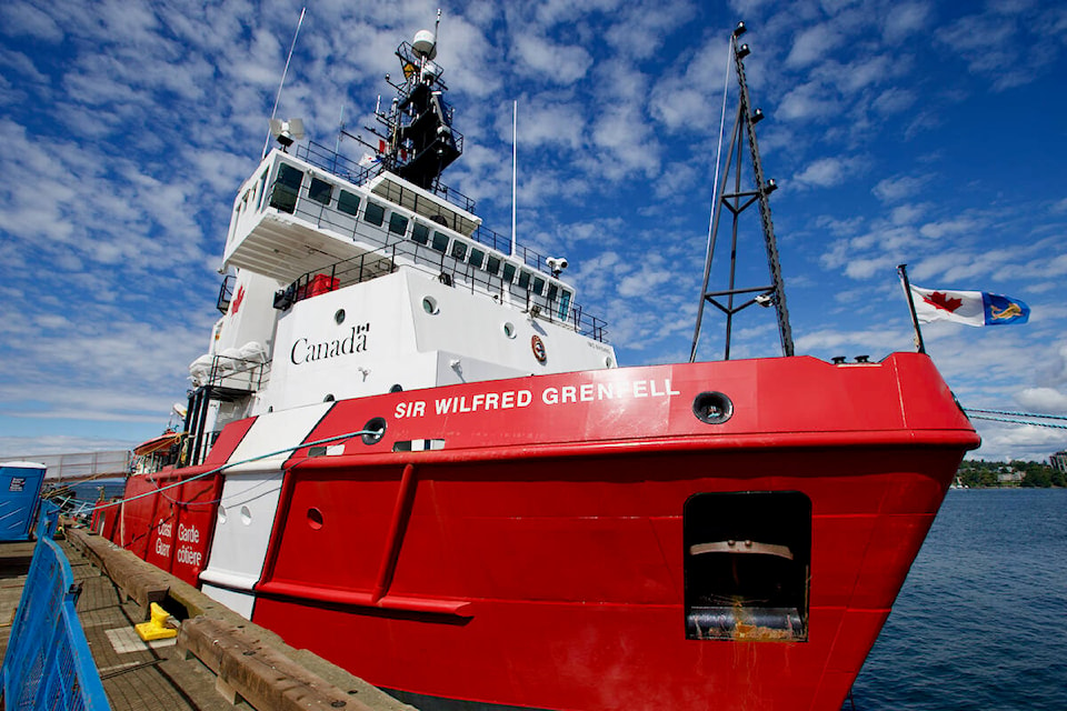 CCGS Sir Wilfred Grenfell is seen along the dock at Canadian Coast Guard station in Victoria during the inaugural Coast Guard Day June 11. (Justin Samanski-Langille/News Staff)