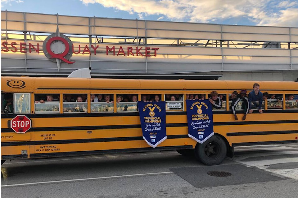 About 50 Oak Bay High athletes made the trek to the provincial track and field competition in Langley June 9 to 11. (Courtesy Rich Fast)