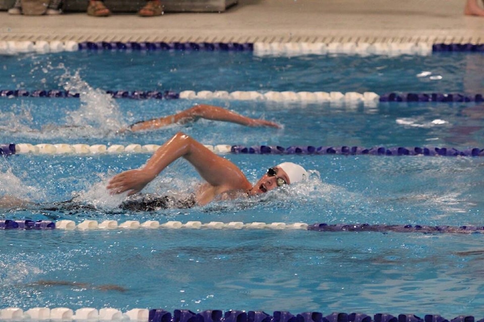 Oak Bay High swimmer Lauren Threlfall competes in freestyle at the Island competition in Nanaimo. (Courtesy Oak Bay High)