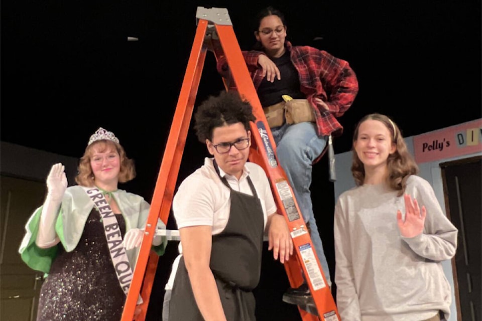 Claremont Secondary students prepare for the opening night of their winter play, One Stoplight Town. (Courtesy of Colin Plant)