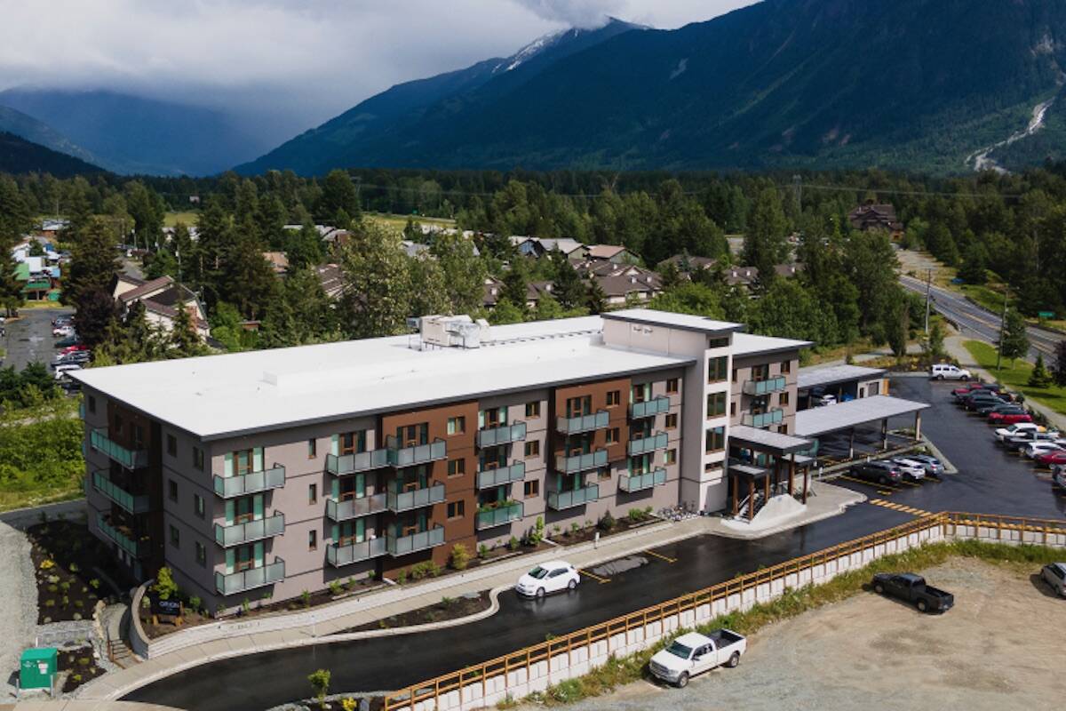 The Orion condo development in Pemberton was built as a near-zero emission building. While its a high-performance structure, it cost less to build than it wouldve if the developers had just followed the minimum building code requirements. (Courtesy of ZEBx)