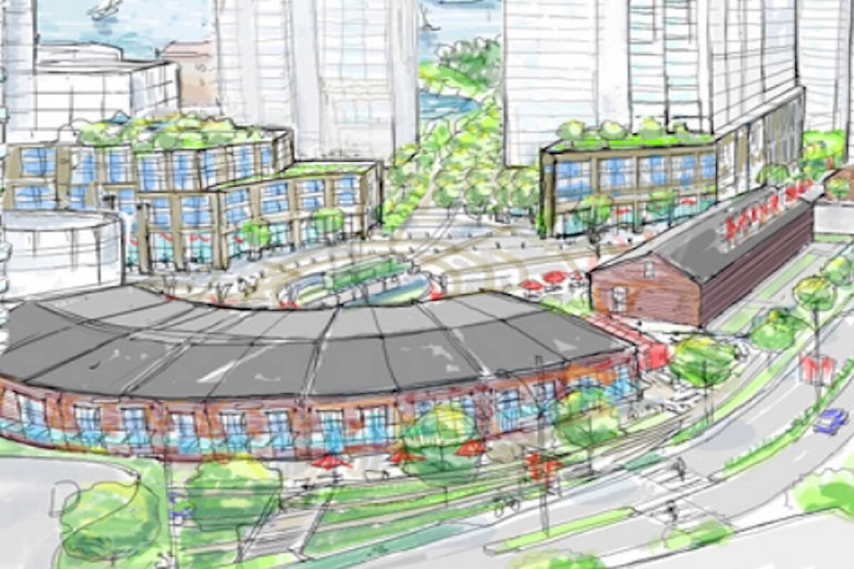 A rendering for the Roundhouse plaza in the Bayview Place proposal. (Courtesy of Focus Equities)