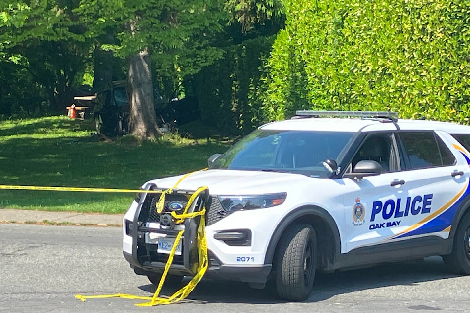 A 52-year-old public works employee has died in Oak Bay after being struck by an SUV. (Christine van Reeuwyk/News Staff)