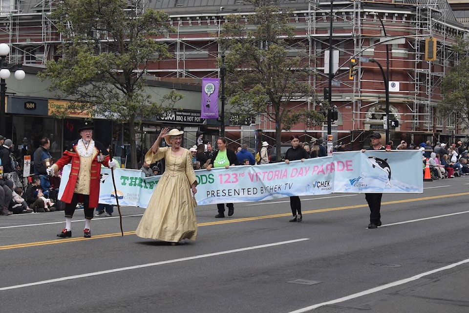 Sidney town crier Kenny ­Podmore led the 123rd Thrifty Foods ­Victoria Day Parade. (Brendan Mayer/News Staff)