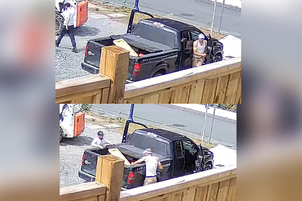 Photos of the men who are alleged to have stolen from a construction site in Langford on July 2.