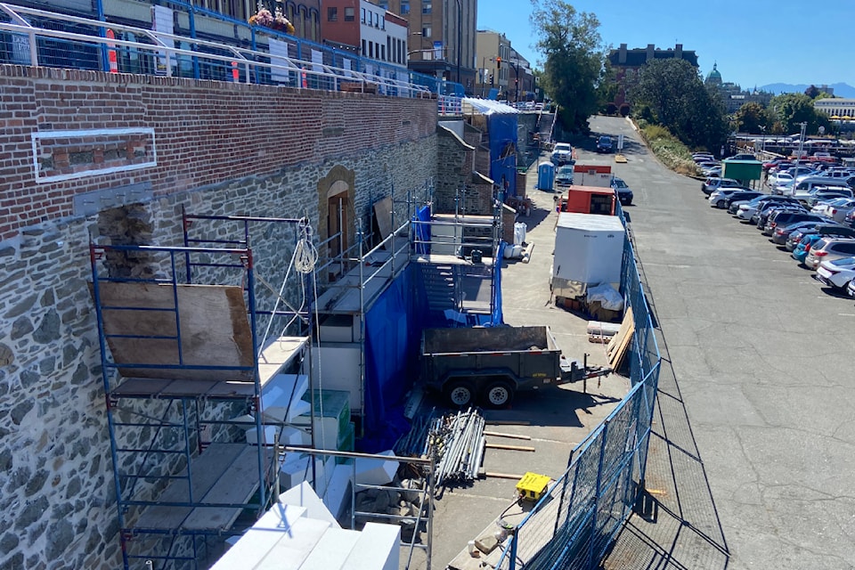 The 160-year-old retaining wall on Wharf Street is being restored this summer.