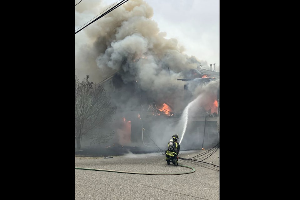 West Kelowna Fire Rescue battled a structure fire and saved a cat on Boucherie Road on Thursday morning, May 29.