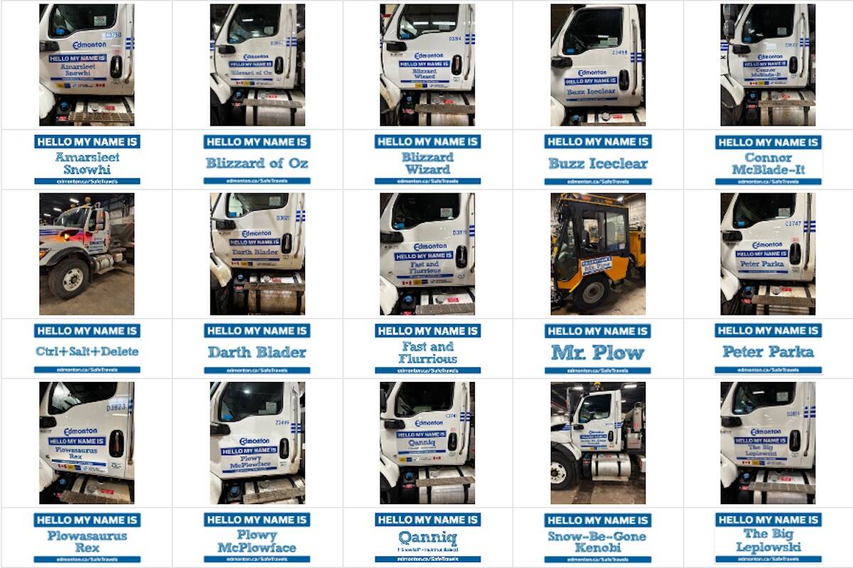 A list of Edmonton's plow names. (City of Edmonton)
