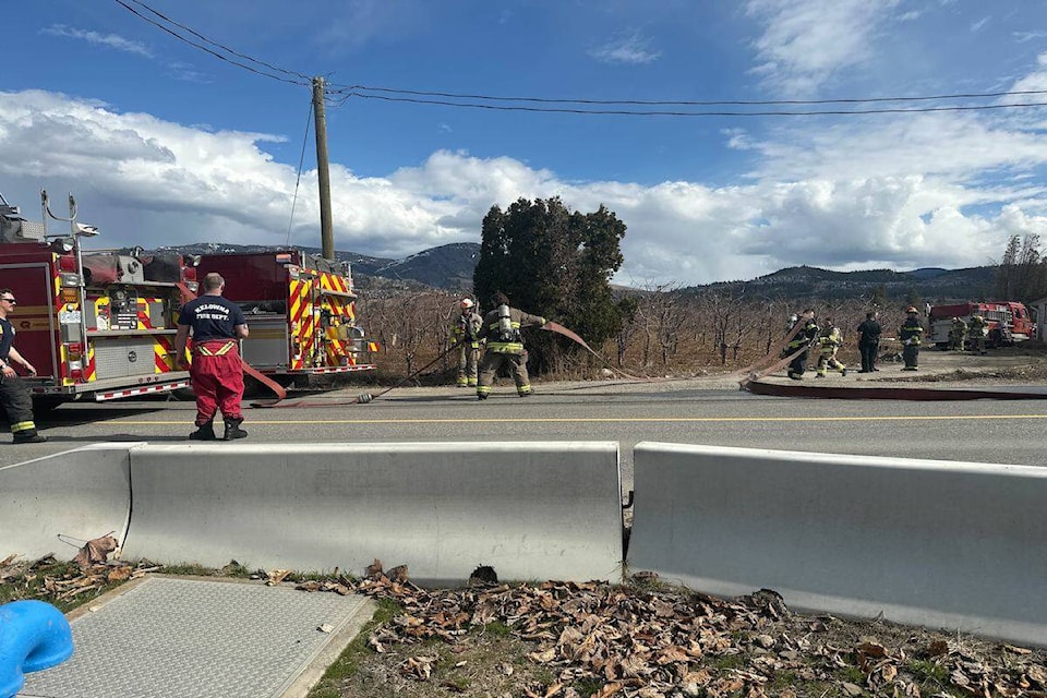 Kelowna fire crews were called to Reid Road for a burn pile that may have gotten out of control. (Photo/Brittany Webster)