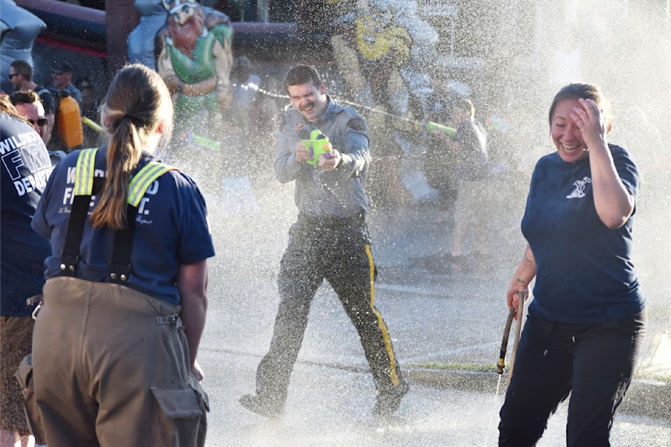 A first responders versus youth water fight is always a big hit with the attendees of the BGC Williams Lake Club street party.
