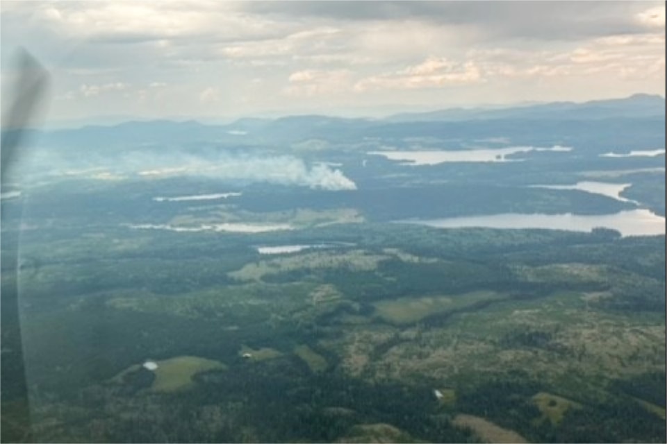 An aerial view of the smoke from fire C41954. 