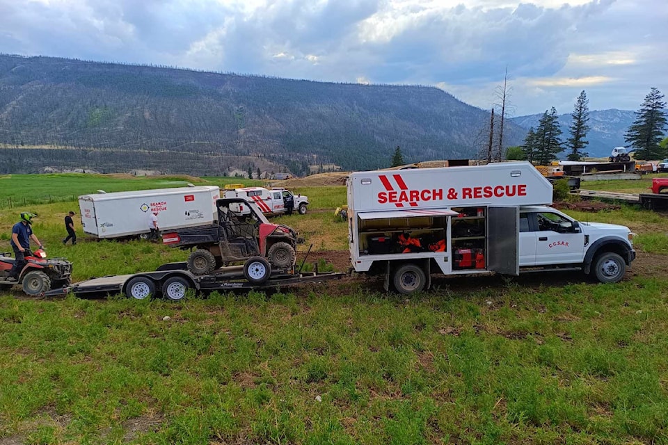 Central Cariboo Search and Rescue on scene Tuesday, Aug. 13 in Riske Creek for the rescue of an injured hiker. 