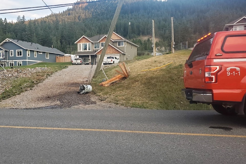 A power pole was sheered off after  being hit by a vehicle on South Lakeside Drive on Aug. 5.