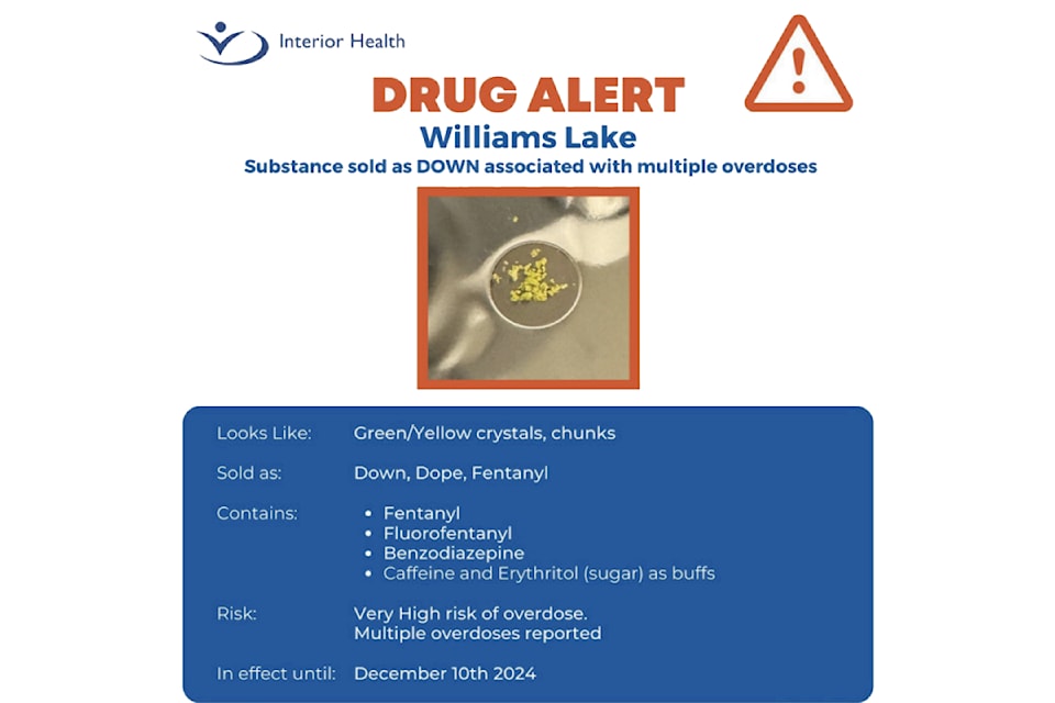 Interior Health has issued a drug poisoning alert for the Williams Lake area. 