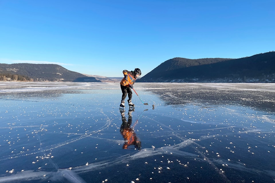Mica Wallen was out with his family enjoying incredible ice conditions on Sunday, January 14, 2024, thanks to cold temperatures and no snow.
