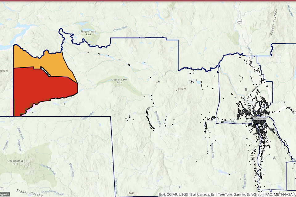 A map of the evacuation order and alert areas resulting from fire G41160 on July 21, 2024.